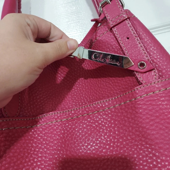 Cole Hann Raleigh Raspberry Pink Soft Pebbled Leather Shoulder Bag - Picture 2 of 13